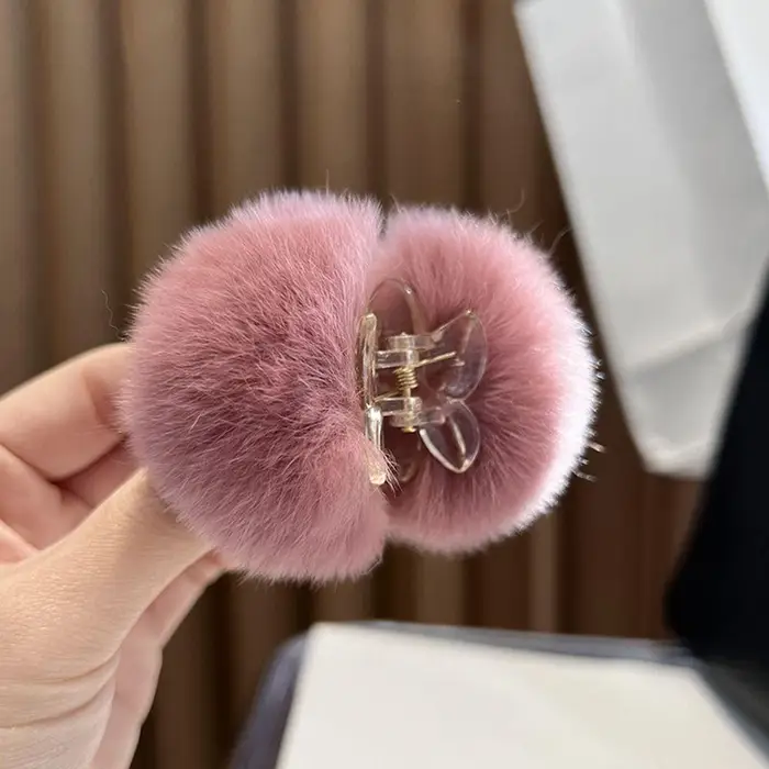 Simpatici fermagli per capelli Accessori per capelli per donna Ragazza Peluche Forcine per capelli Copricapo per ragazze rosa