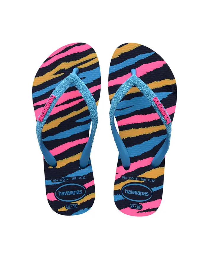 Kids Slim Glitter con stampa zebrata multicolor e fascetta azzurra glitterata