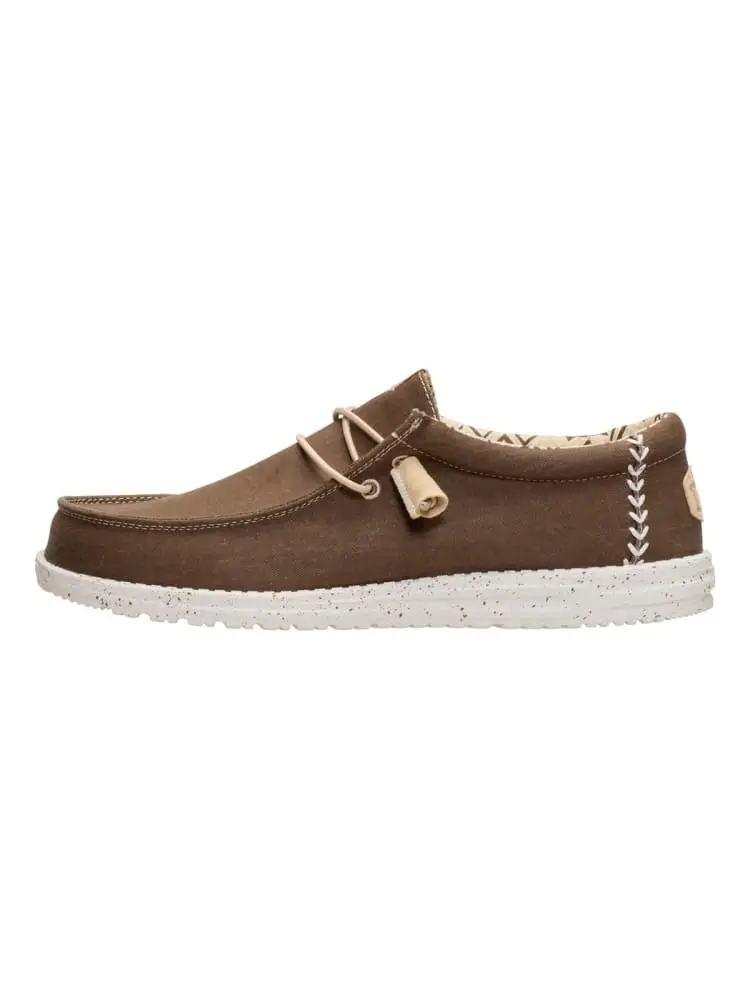 Hey Dude scarpe wally stretch in canvas marrone