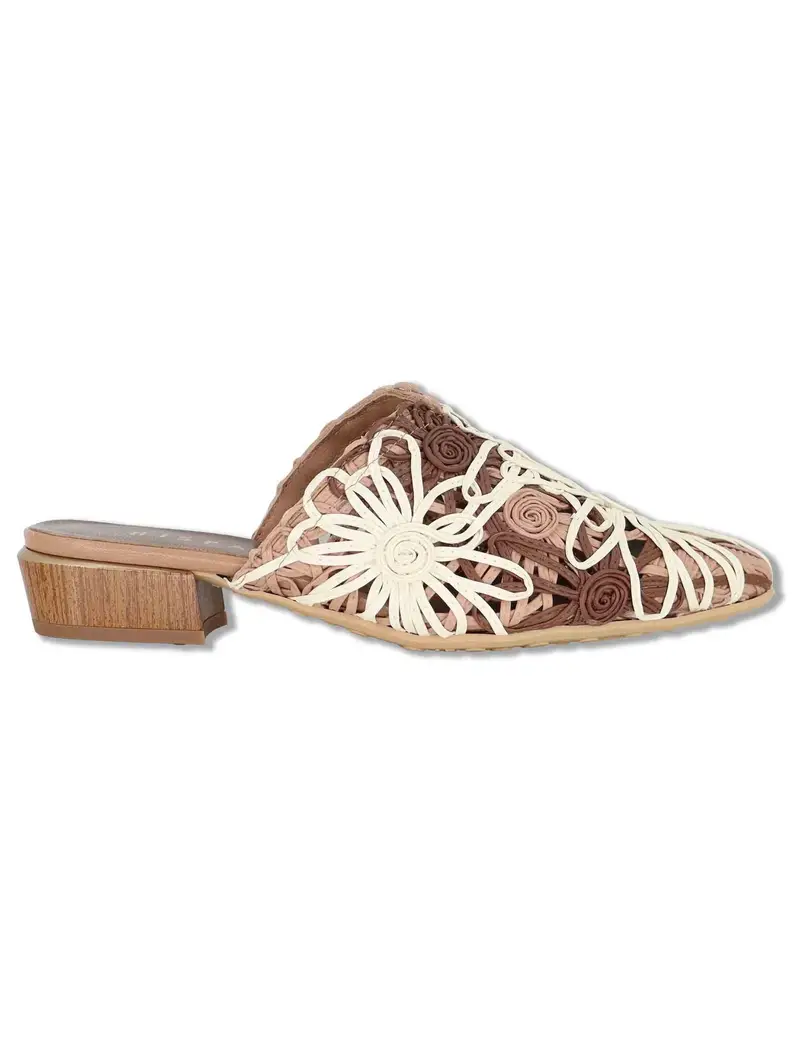 Hispanitas Mule in pelle marrone e naturale con tacco basso Donna HV264840 NATURALES
