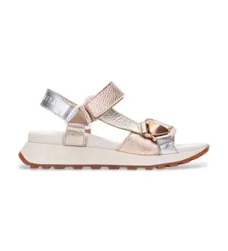 Hispanitas per donna CHV253896 Sandali in pelle dorata Maui, Oro, 3 a 5cm, Velcro, Casual