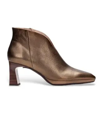 Hispanitas per donna HI243576 Stivaletti in pelle Minorca dorata, Oro, 5 a 8cm, Cerniera, Casual