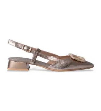 Hispanitas per donna HV243349 Ballerine in pelle con punta affilata color bronzo, 1 a 3 cm, Fibbia, Casual