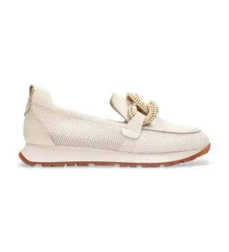 Hispanitas per donna HV254065 Mocassini in pelle beige Kansas, Basso, 1 a 3 cm, Nessuno, Casual