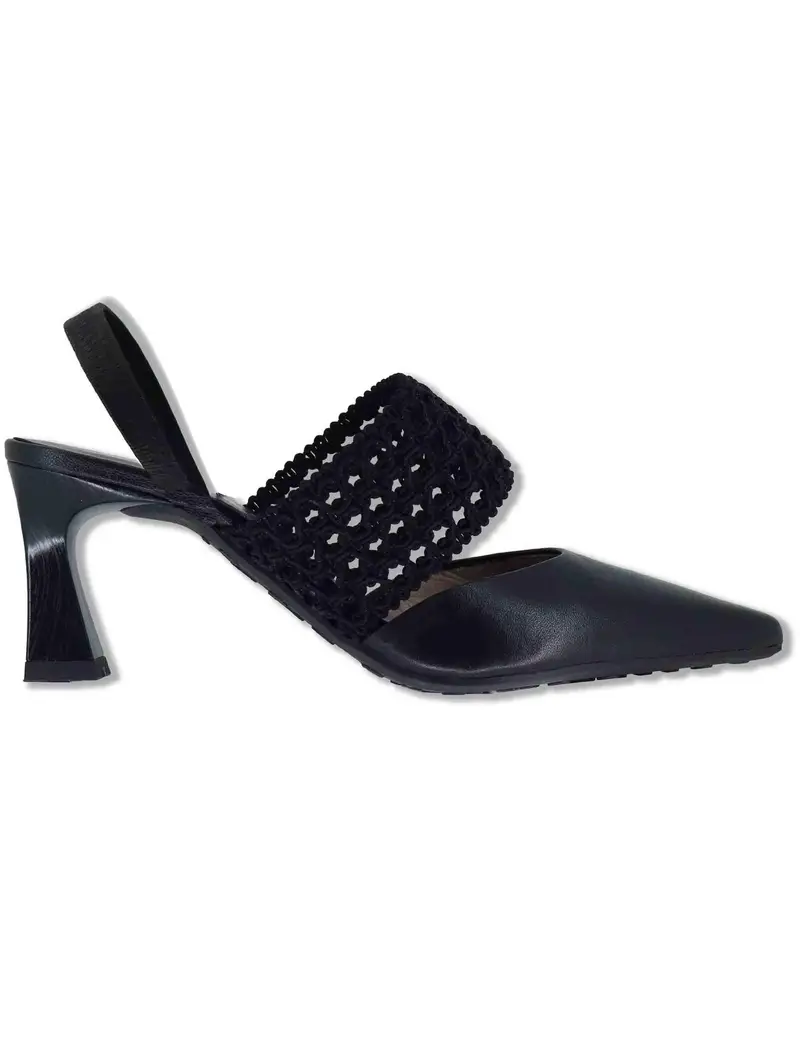 Hispanitas Slingback in pelle nera con tacco alto e cinturino Donna HV264779 BLACK