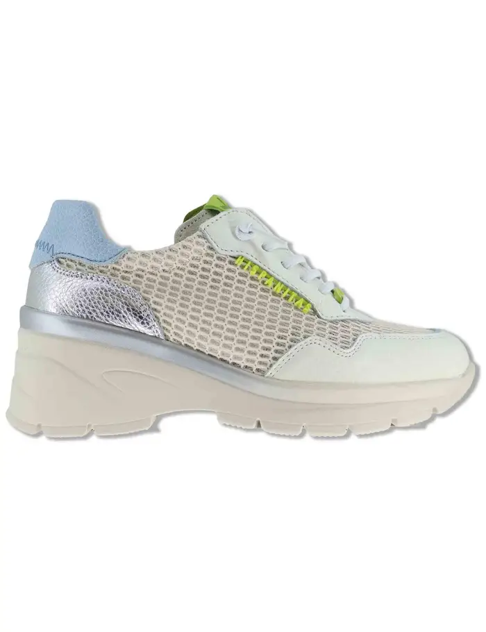 Hispanitas Sneakers in pelle e tessuto off white con zeppa Donna CHV264712 PANNA
