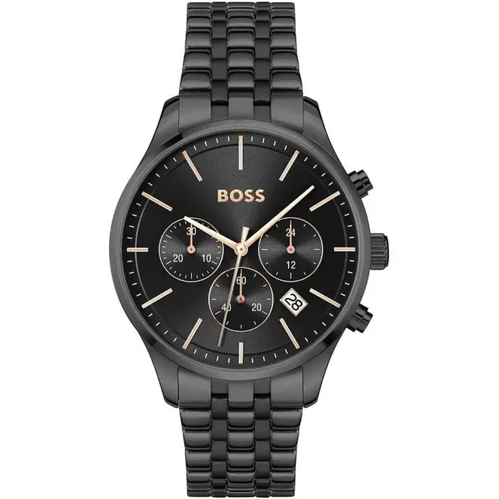 Orologio Cronografo Uomo Avery Qtm 42Mm Acciaio Nero Hugo Boss