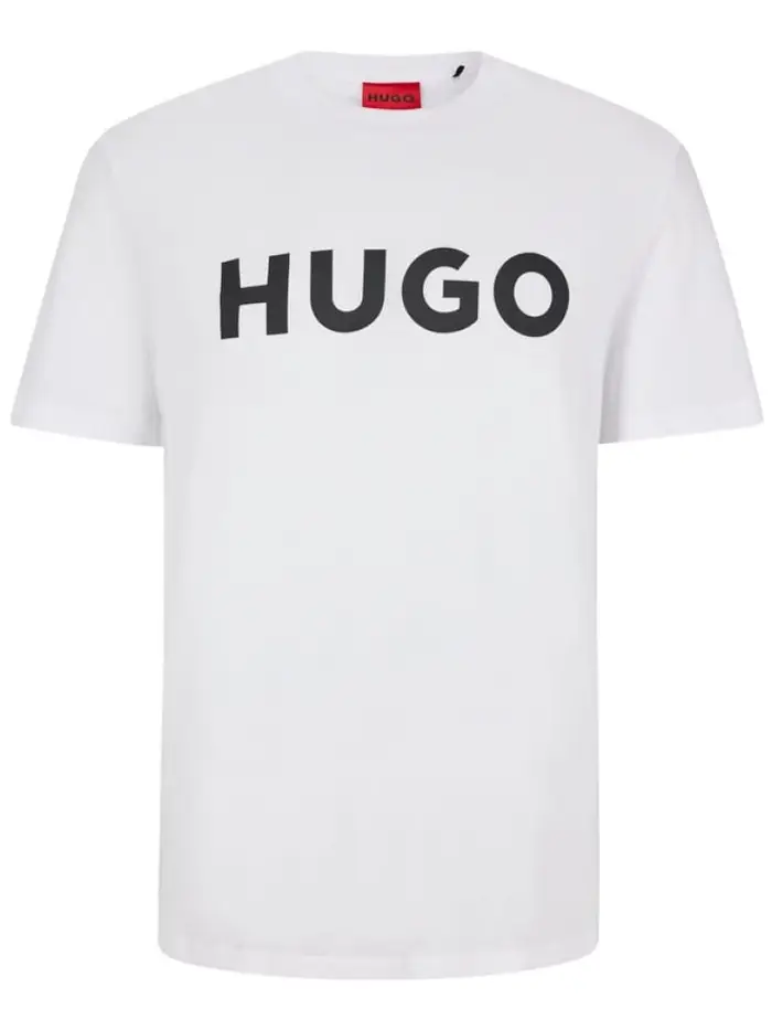 Hugo Boss t-shirt bianca regular fit in jersey di cotone con logo a contrasto