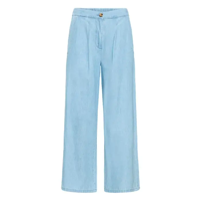 Pantaloni da donna in lino Ichi Barcy Bleu