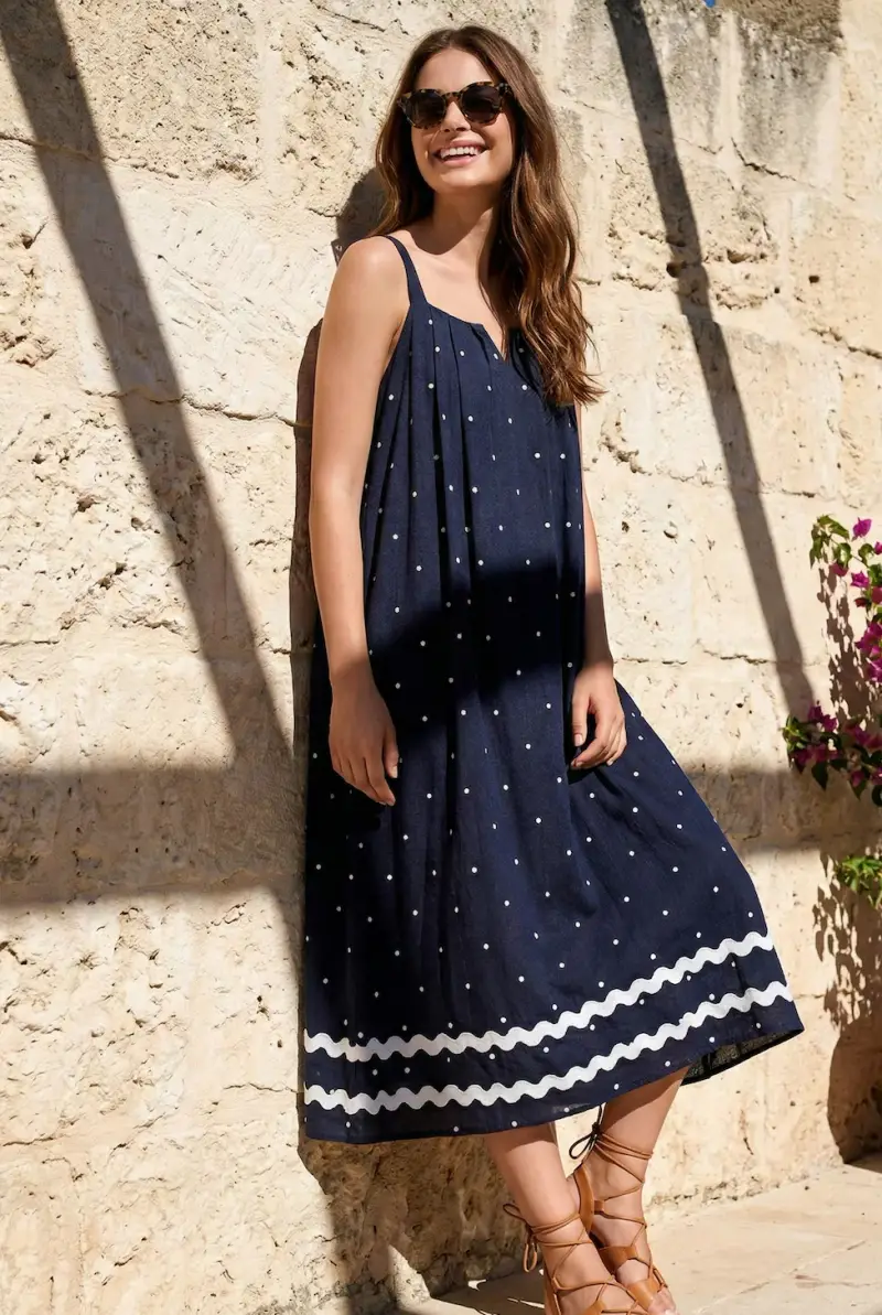 Iconique ABITO LUNGO IN MISTO LINO POIS JEANETTE | Colore Navy Blu