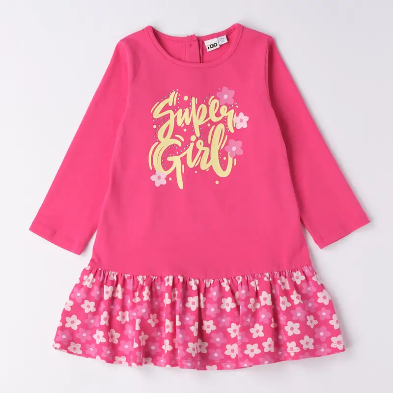 Ido Abito manica lunga di cotone 4 6034 per bambina fuxia