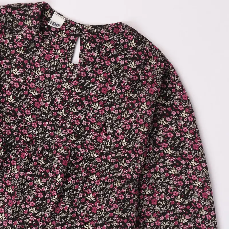 Ido Blusa floreale girocollo 4 7843 ragazza nero malva