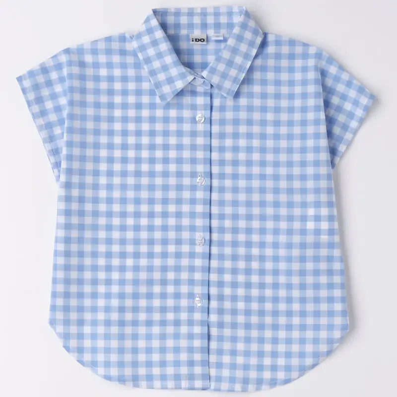 Ido Camicia mezza manica a quadretto 4 6502 per ragazza azzurro