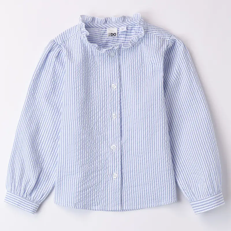 Ido Camicia rigata collo alla coreana 4b331 bambina azzurro