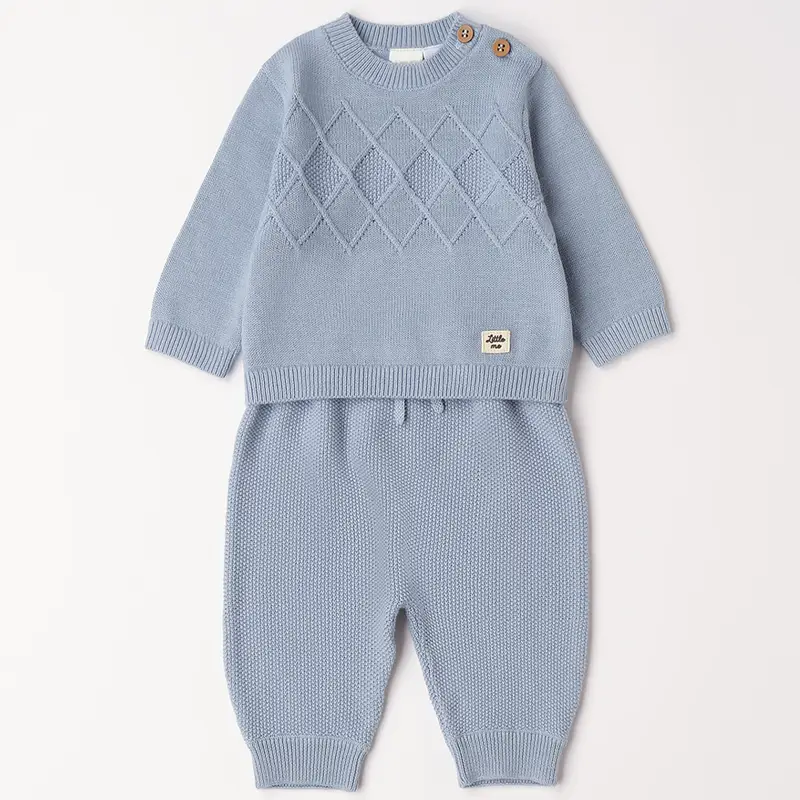 Ido Completo due pezzi tricot 4g001 neonato mini blue