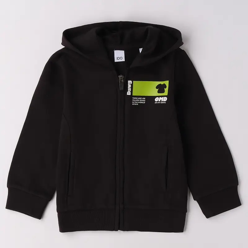 Ido Felpa aperta con cappuccio 4f834 best price neonato nero