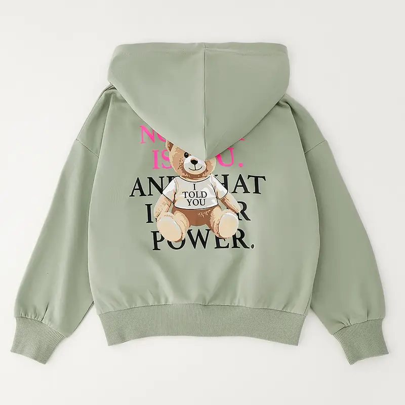 Ido Felpa aperta full zip con stampa 4g843 ragazza verde militare