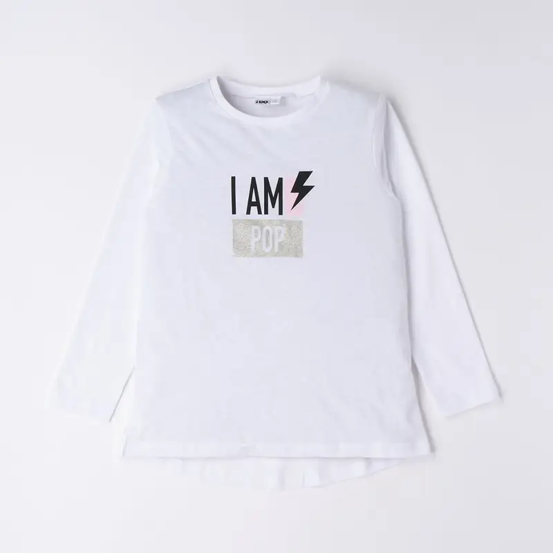 Ido Maglia manica lunga di cotone 4 6041 per ragazza bianco