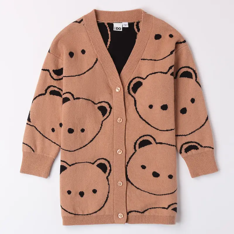 Ido Maglione cardigan orsetto 4a551 bambina biscotto