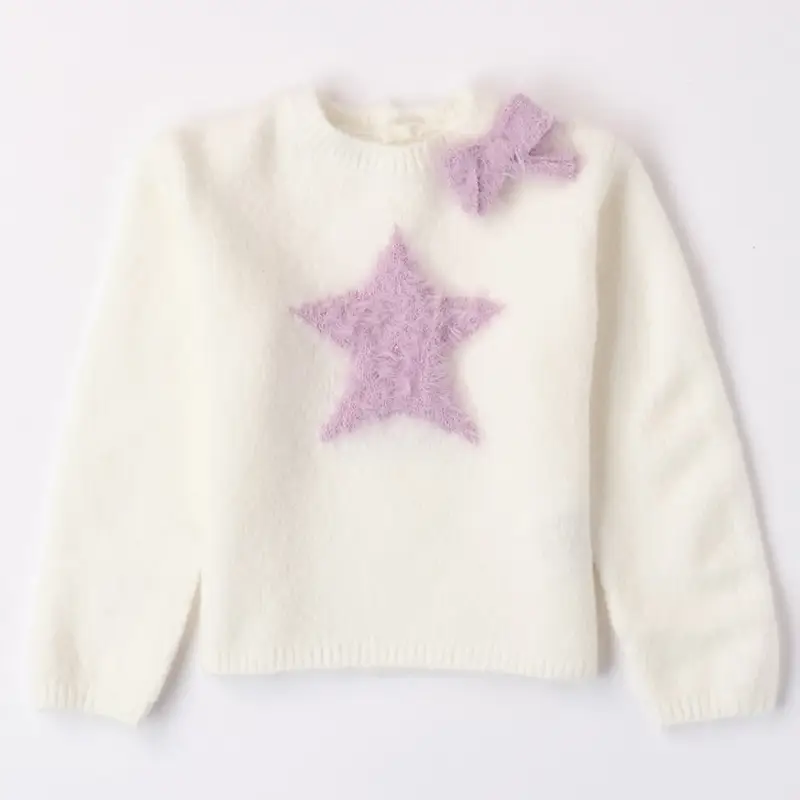 Ido Maglione girocollo fiocco e stella 4 7545 bambina panna
