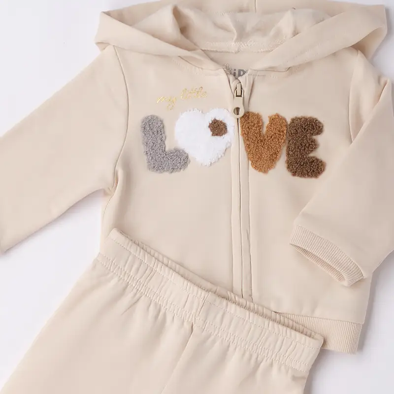 Ido Tuta aperta con cappuccio 4f094 neonata mini ecru