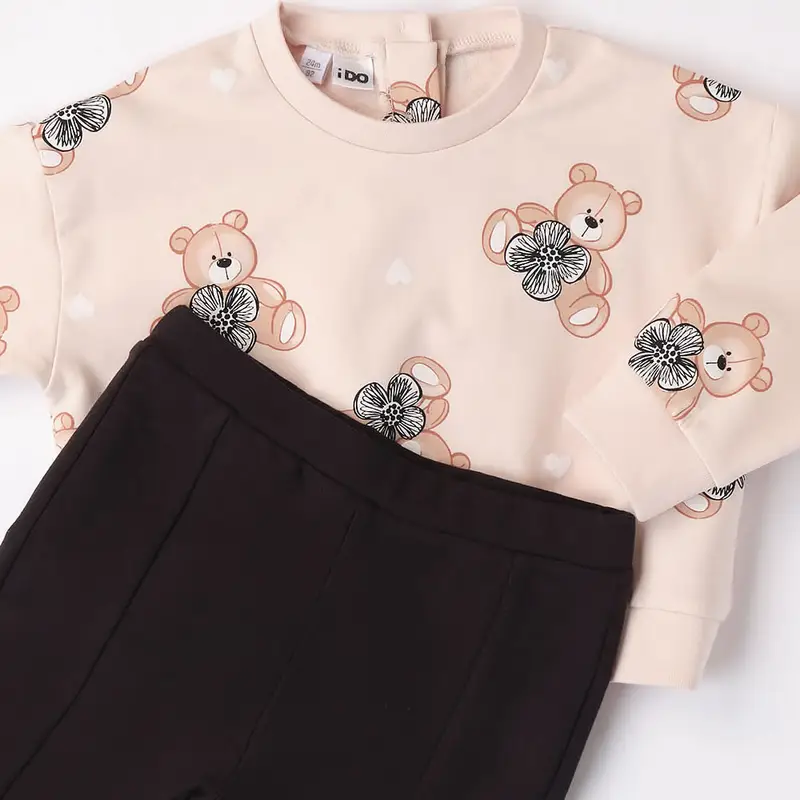 Ido Tuta girocollo in fresco cotone 4 8288 bambina rosa beige