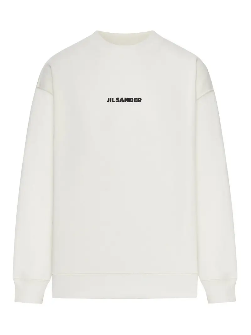 Jil Sander Felpa Girocollo In Cotone Con Logo Color Carne E Neutri