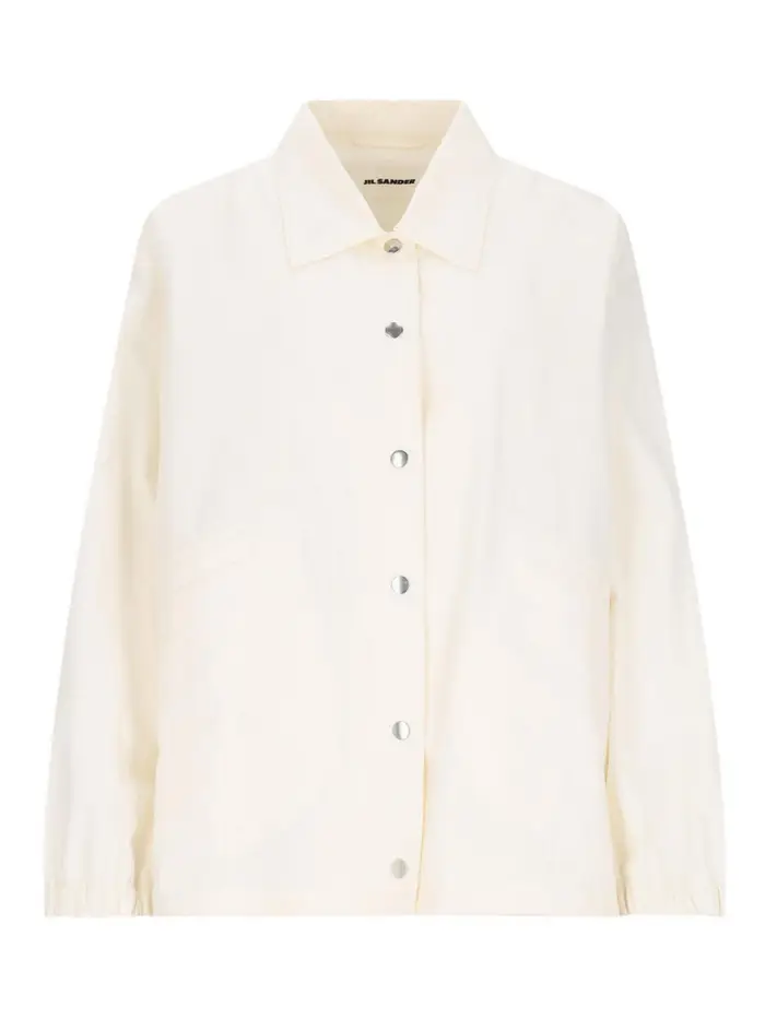 Jil Sander Giacca Monopetto Logo Bianco