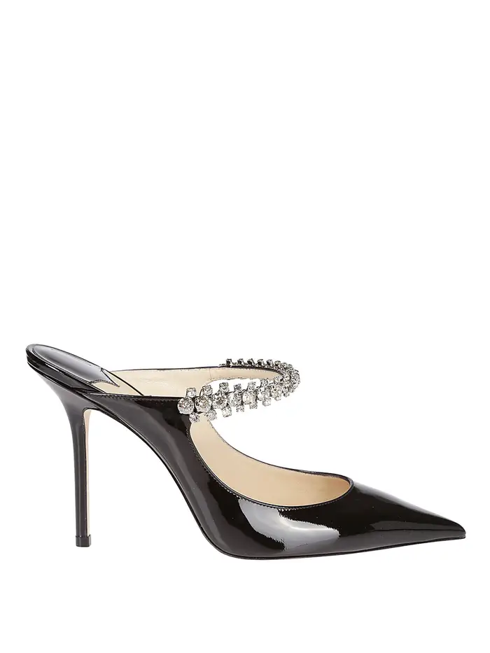 Jimmy Choo Sabot Bing 100 con cinturino gioiello Nero