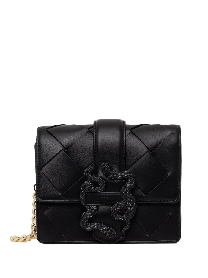 Just Cavalli borsa a tracolla in ecopelle nera con chiusura serpente