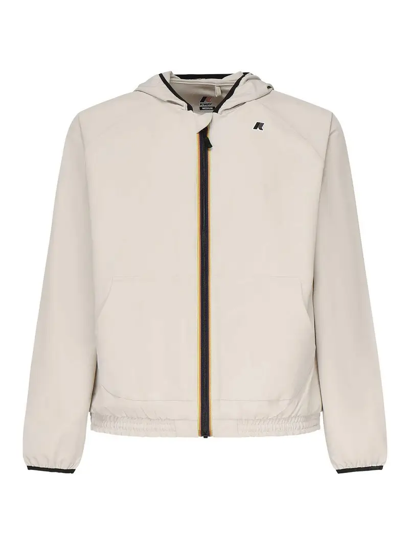 k-way Giacca in pile con zip e cappuccio Beige