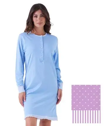 Camicia da notte donna in jersey di cotone Karelpiu KE0086
