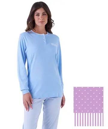 Pigiama donna a serafino in jersey di cotone Karelpiu KE0085