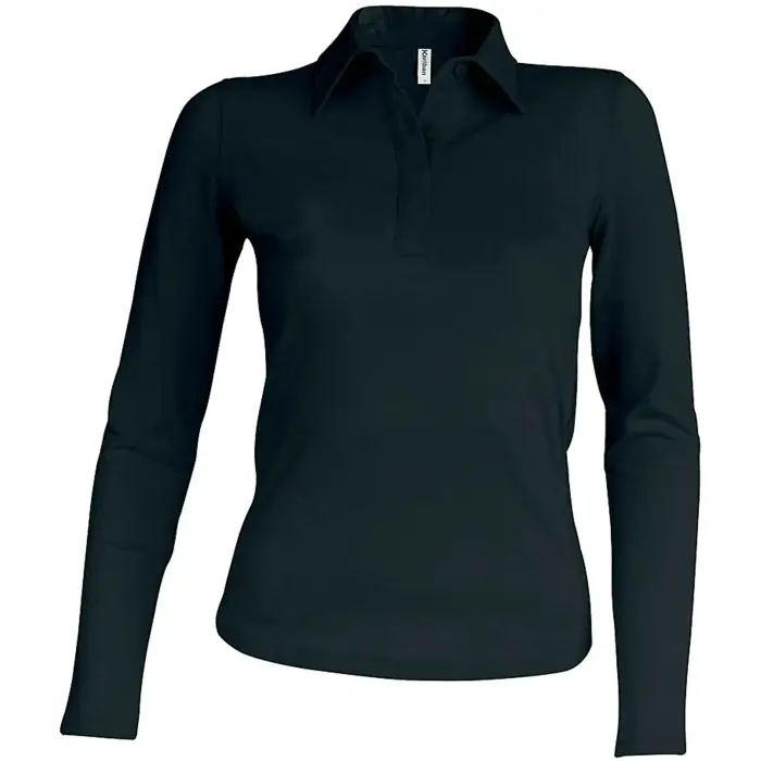 Polo donna maniche lunghe Kariban Noir