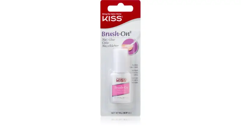 Kiss my face Brush-On Glue - Colla per unghie ad asciugatura rapida con pennello per applicazione