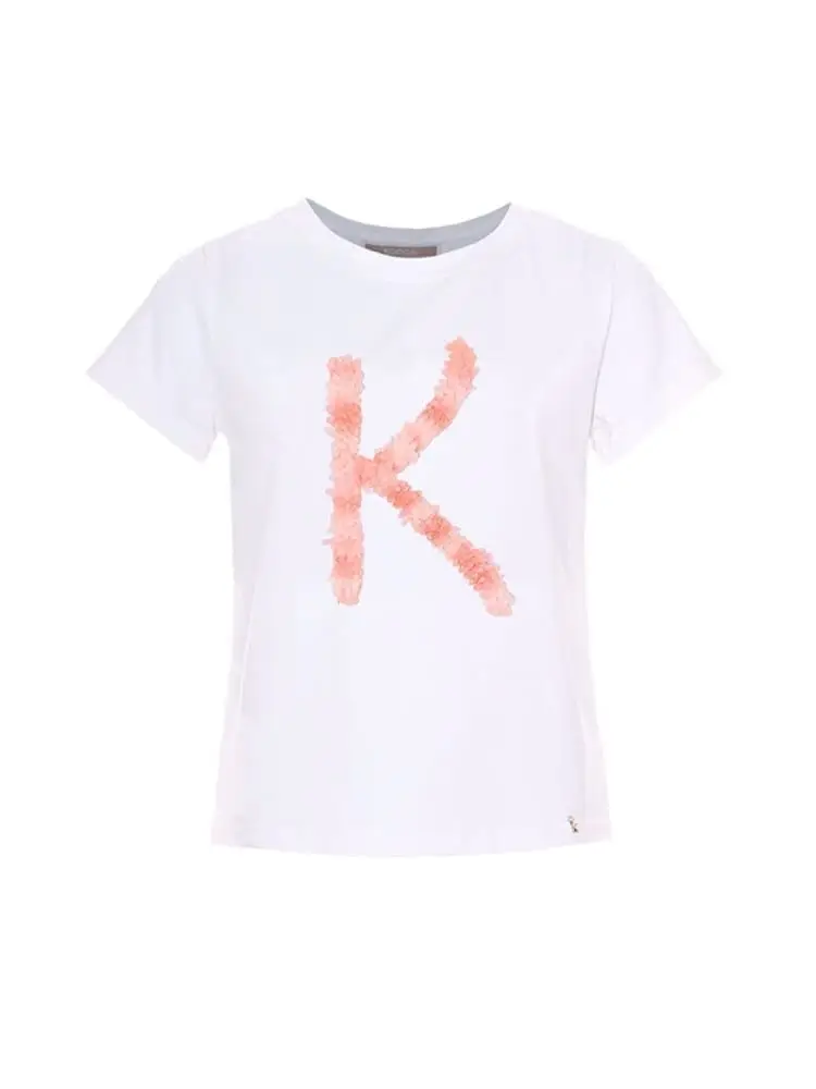 Kocca tshirt bianca bambina logo rosa