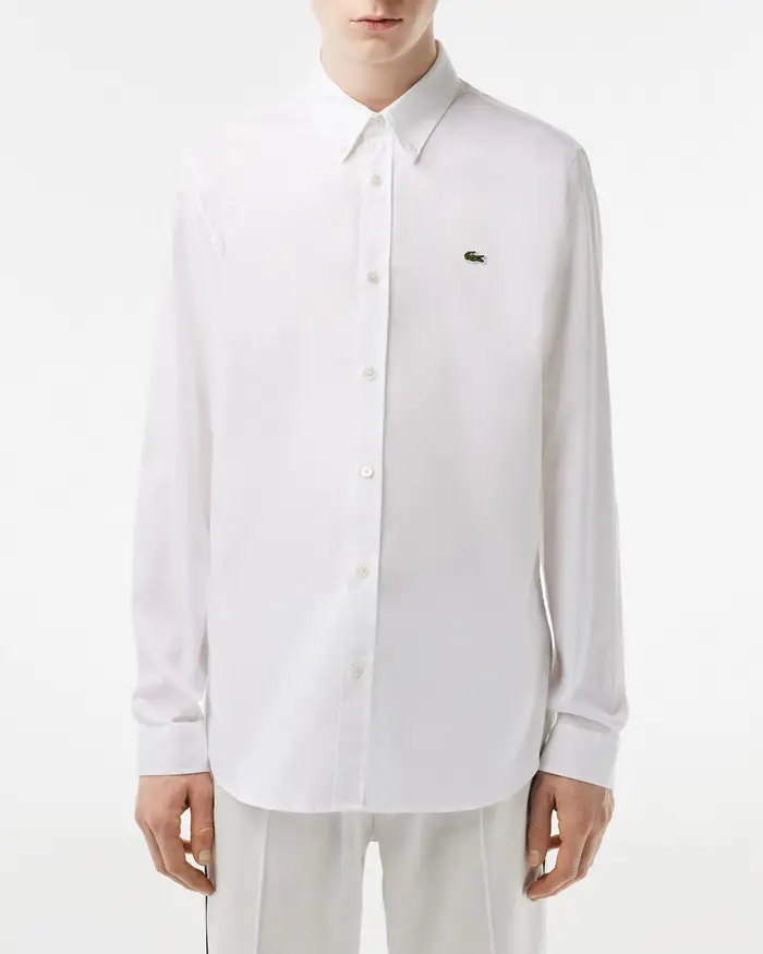 Camicia bianca in Oxford di puro cotone con collo button down