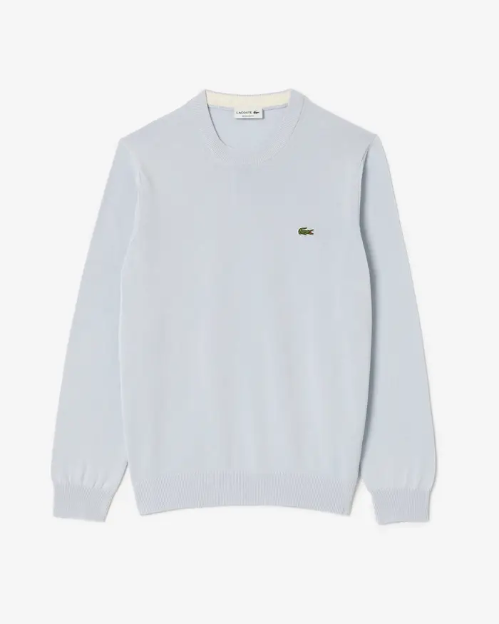 Maglia azzurra girocollo Lacoste in puro cotone