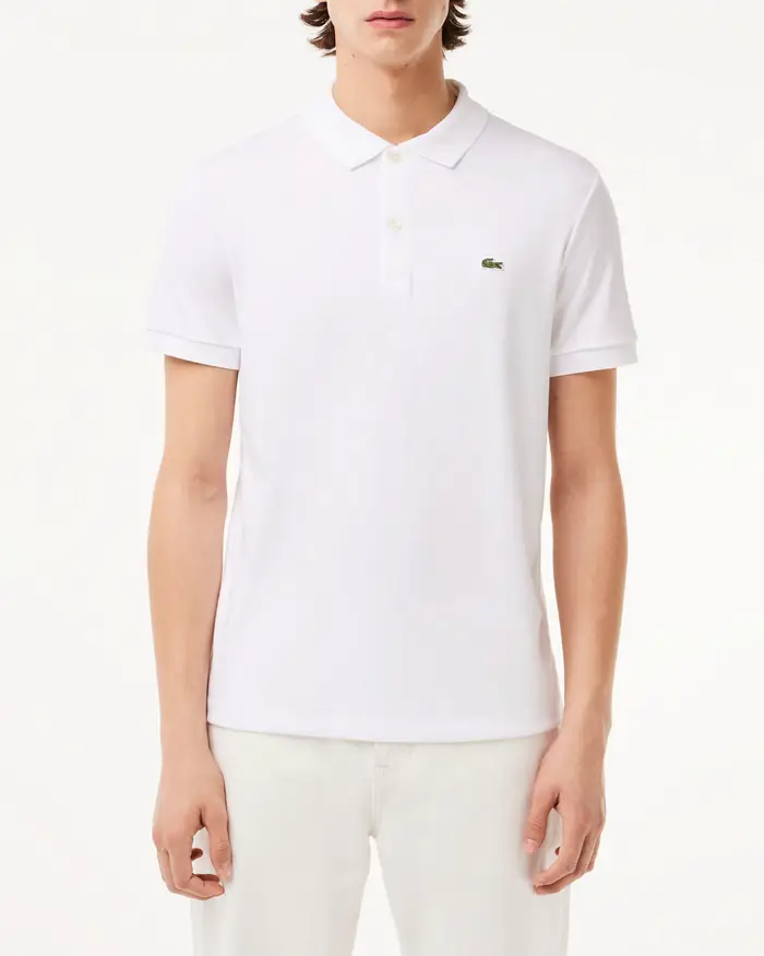 Polo Lacoste bianca mezza manica in jersey leggero