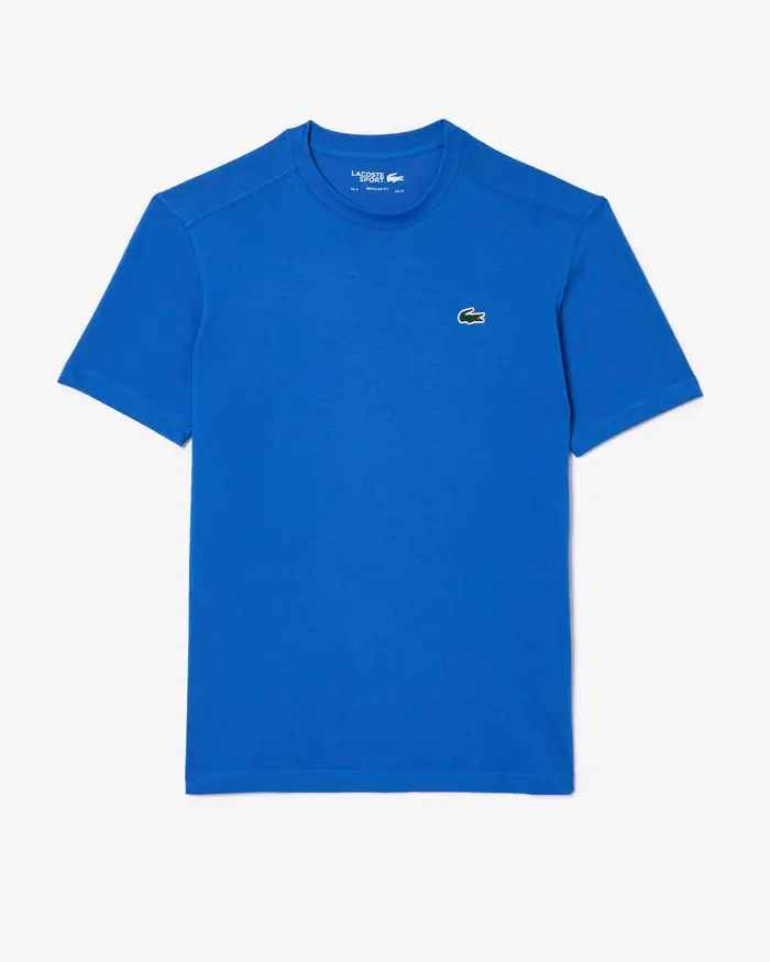 T-shirt blu royal mezza manica con logo coccodrillo ricamato