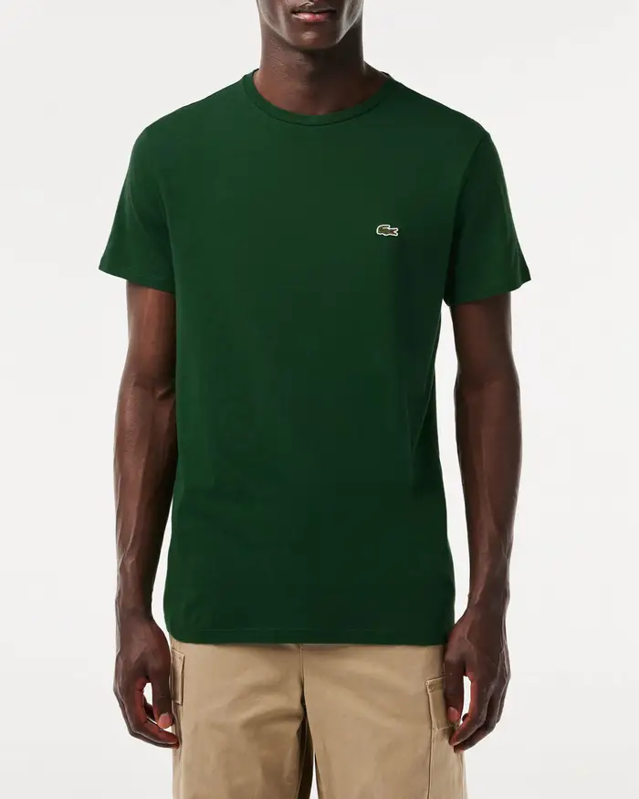 T-shirt Lacoste verde in pima cotton con logo coccodrillo verde