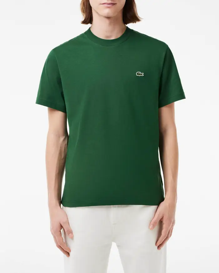T-shirt Lacoste verde mezza manica in puro cotone classic-fit