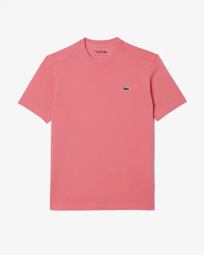 T-shirt rosa mezza manica con logo coccodrillo ricamato