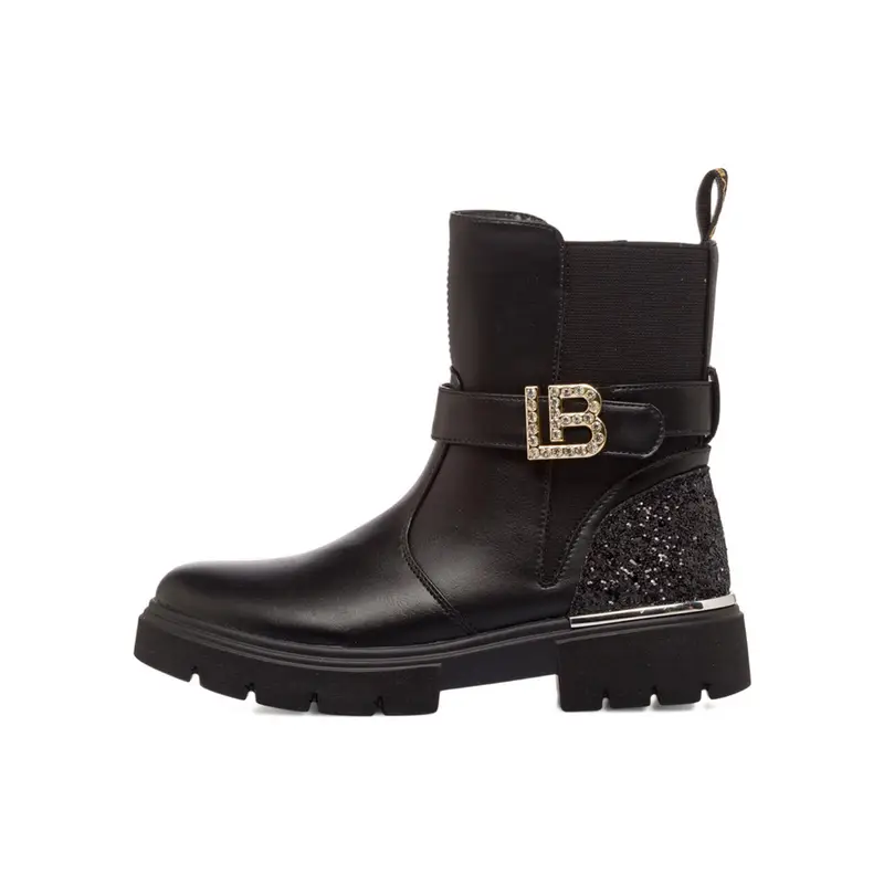 LAURA BIAGIOTTI Stivaletti neri da bambina con cinturino con logo