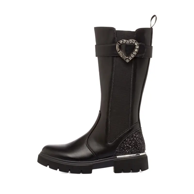 LAURA BIAGIOTTI Stivali neri da bambina con cinturino con cuore