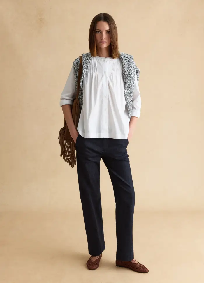 Pantaloni Chino In Misto Cotone Blu Slim Fit, Donna, Blu