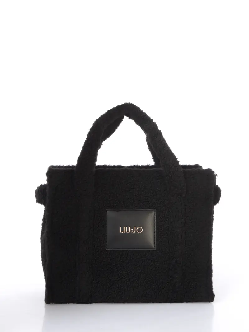LIU JO borsa a mano da donna Tote effetto teddy NERO