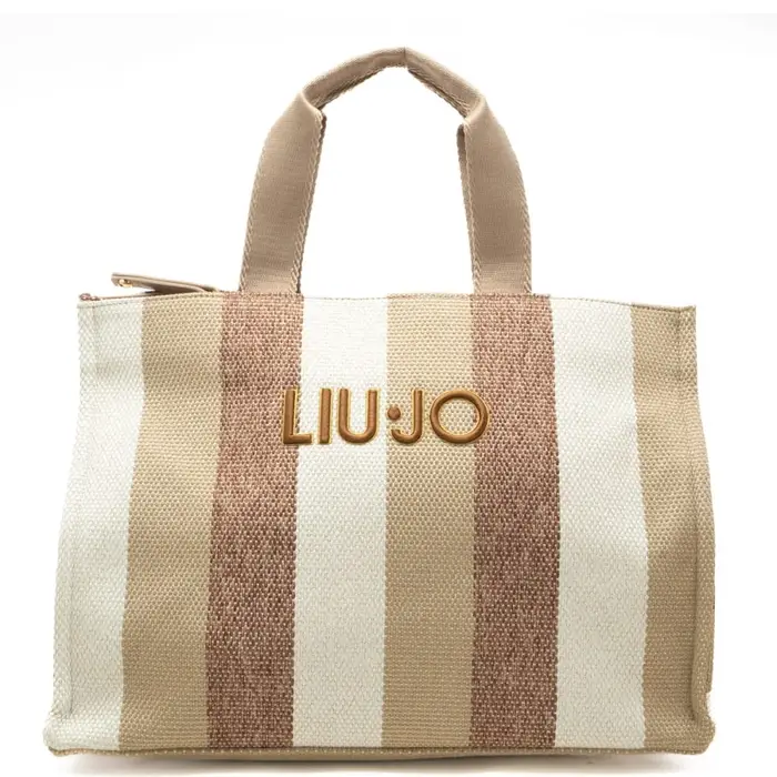 Liu Jo borsa tote da donna con stampa a fantasia a righe a contrasto colore sabbia