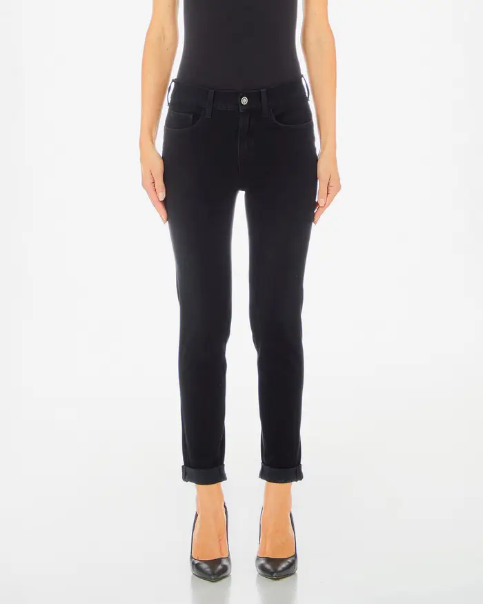 Jeans bottom up skinny in misto cotone stretch con risvolto al fondo