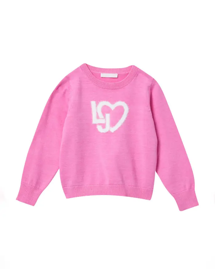 Maglia rosa in misto viscosa con logo teddy bianco
